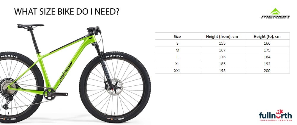 Merida big nine cheap size chart