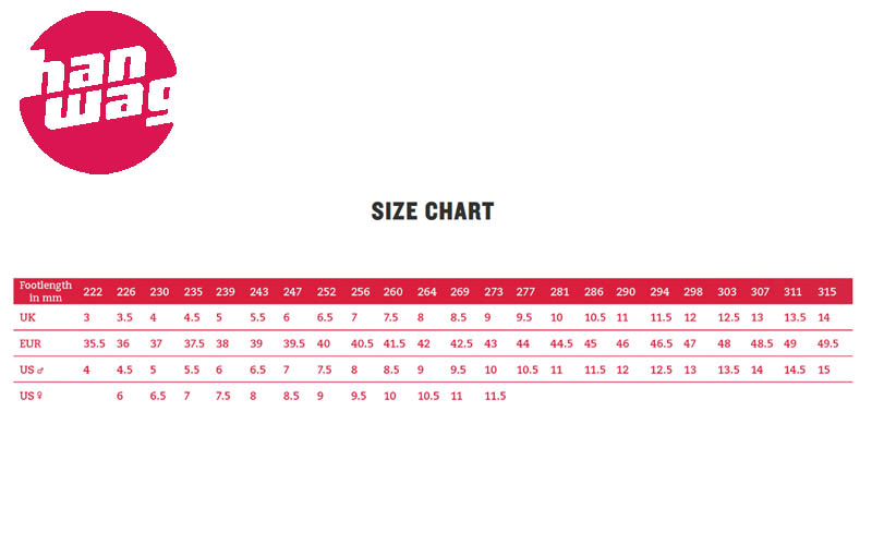HanWag Shoes Size Chart
